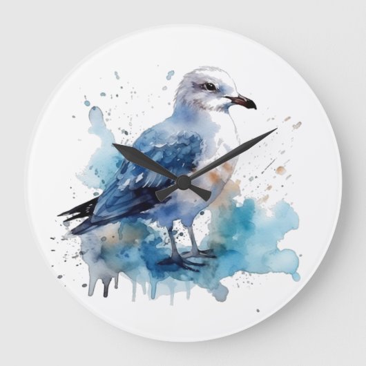 Ocean Breeze: Waterverf Zeemeeuw Grote Klok (Voorkant)