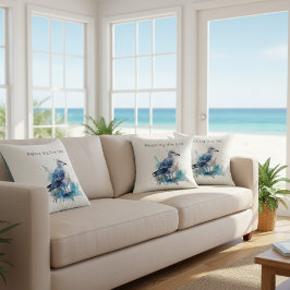 Ocean Breeze: Waterverf Zeemeeuw Kussen