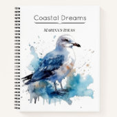 Ocean Breeze: Waterverf Zeemeeuw Notitieboek (Voorkant)