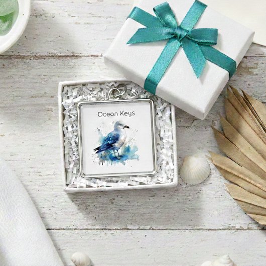 Ocean Breeze: Waterverf Zeemeeuw Sleutelhanger