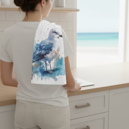 Ocean Breeze: Waterverf Zeemeeuw Theedoek