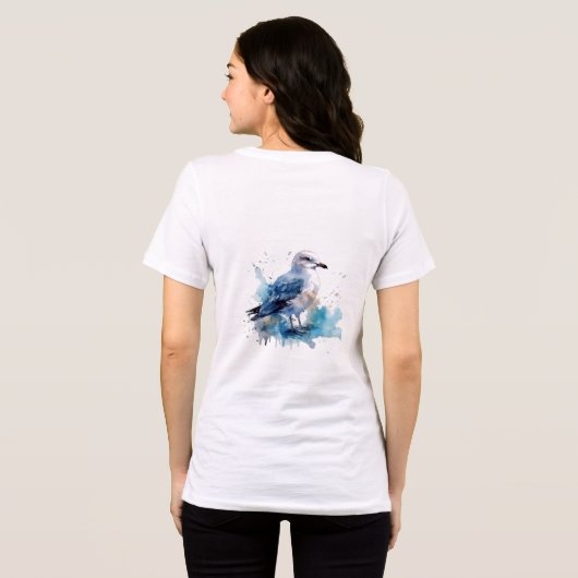 Ocean Breeze: Waterverf Zeemeeuw Tri-Blend Shirt (Achterkant volledig)
