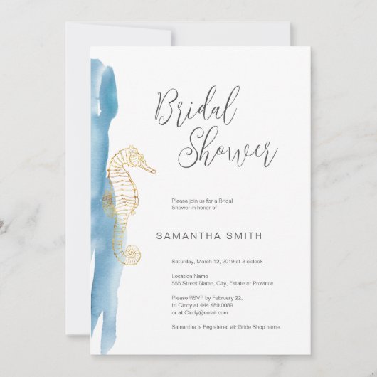 Ocean Bridal Shower Uitnodiging (Voorkant)