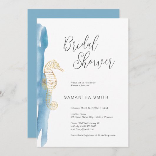 Ocean Bridal Shower Uitnodiging (Voorkant / Achterkant)