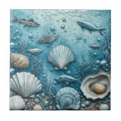 Ocean Bubble Aquatic Fish Seashell Underwater Art Tegeltje (Voorkant)