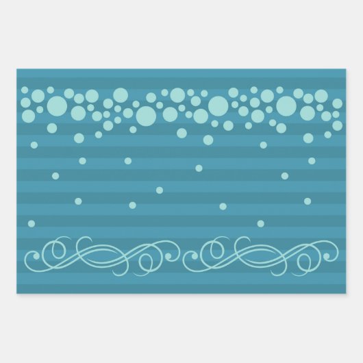 Ocean Bubble Escape Blue Stripe Cadeauverpakking Inpakpapier Vel (Voorkant)