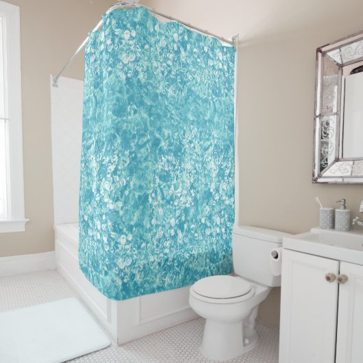 Ocean Bubbles and Currents, Blue Shower Curtain Douchegordijn (In situ)