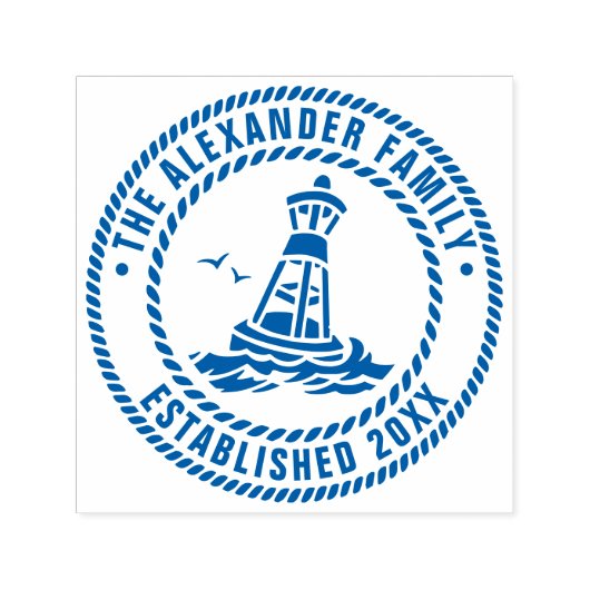 Ocean Buoy Gulls Familienaam Datum Estd Rope Lijst Zelfinktende Stempel (Design)