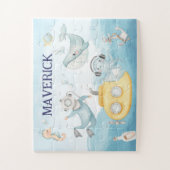 Ocean cadeau voor jongens, gepersonaliseerd onder  legpuzzel (Verticaal)