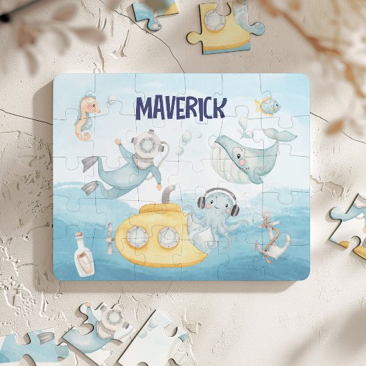Ocean cadeau voor jongens, gepersonaliseerd onder  legpuzzel