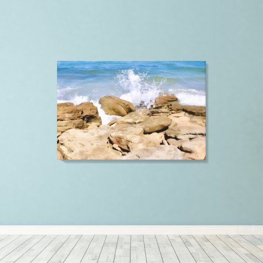 Ocean Canvas wall decor Rocky beach (Insitu (Houten vloer))
