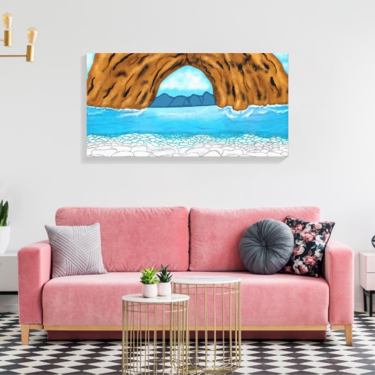 Ocean, Canyon en Mountains Digital Art Canvas Afdruk (Insitu (Woonkamer))