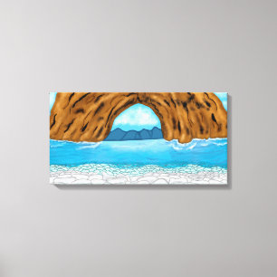 Ocean, Canyon en Mountains Digital Art Canvas Afdruk