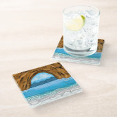 Ocean, Canyon en Mountains Digital Art Glazen Onderzetter (Schuin)