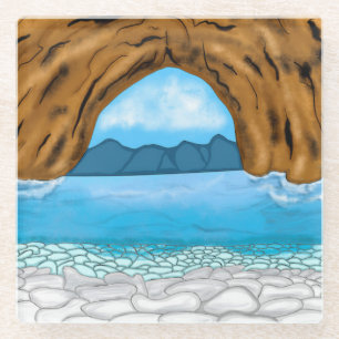Ocean, Canyon en Mountains Digital Art Glazen Onderzetter
