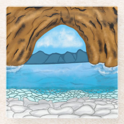 Ocean, Canyon en Mountains Digital Art Glazen Onderzetter (Voorkant)