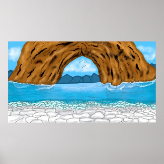 Ocean, Canyon en Mountains Digital Art Poster (Voorkant)