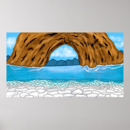 Ocean, Canyon en Mountains Digital Art Poster (Voorkant)
