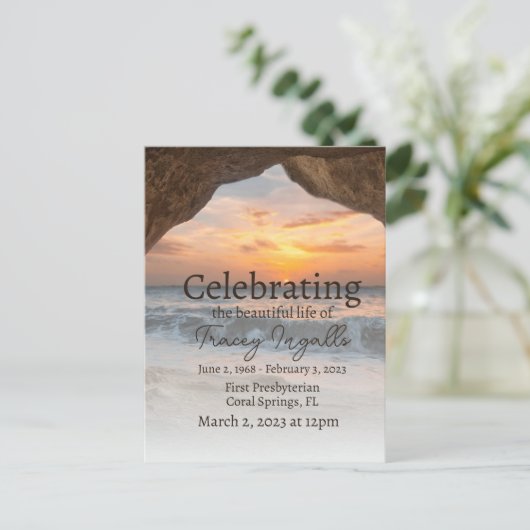 Ocean Cave Beach Celebration of Life Briefkaart (Staand voorkant)