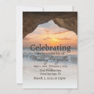 Ocean Cave Beach Celebration of Life Invitation Kaart