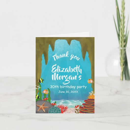 Ocean Cave Under the Sea Corals Birthday Bedankkaart (Voorkant)