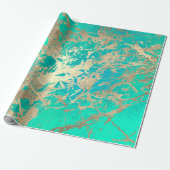 Ocean Champaigne Goud Marmer Glanzende Metallic St Cadeaupapier (Uitgerold)