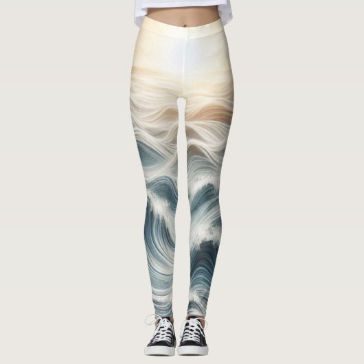 Ocean Chaos Sunset Yoga Leggings (Voorkant)