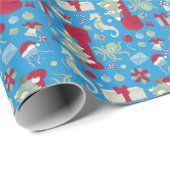 ocean christmas octopus mailbox santa jellyfish cadeaupapier (Rol Hoek)