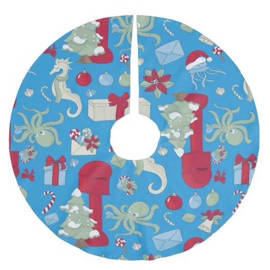 ocean christmas octopus mailbox santa jellyfish kerstboom rok (Voorkant)