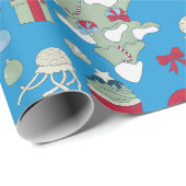 Ocean Christmas Seahorse Santa Octopus Jellyfish Cadeaupapier (Rol Hoek)