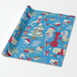 Ocean Christmas zeemeermin zeepaardje Santa Jellyf Cadeaupapier