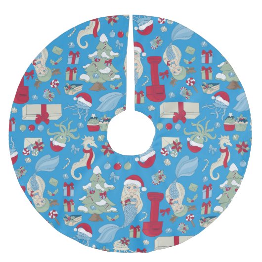 Ocean Christmas zeemeermin zeepaardje Santa Jellyf Kerstboom Rok (Voorkant)