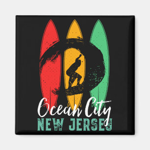 Ocean City Beach New Jersey Vintage Retro Surfen  Magneet