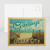 Ocean City Beach Vintage Travel Briefkaart (Voorkant / Achterkant)