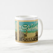 Ocean City Beach Vintage Travel Koffiemok (Voorkant rechts)