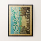 Ocean City Beach Vintage Travel Legpuzzel (Verticaal)