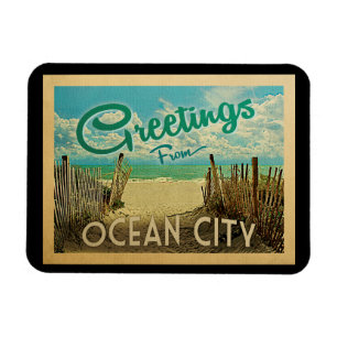 Ocean City Beach Vintage Travel Magneet