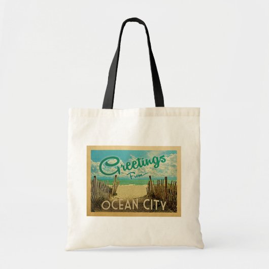 Ocean City Beach Vintage Travel Tote Bag (Voorkant)