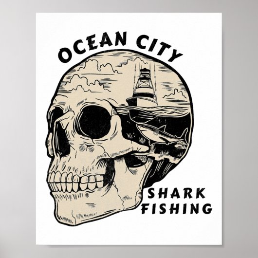 Ocean City Maryland Beach Shark Fishing Salt  Poster (Voorkant)