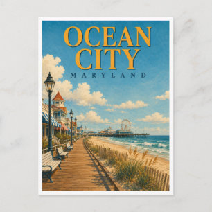 Ocean City Maryland Boardwalk GeoSaga Briefkaart