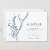 Ocean City Maryland Bruiloft Welkom en Routebeschr Bedankkaart (Voorkant)