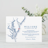 Ocean City Maryland Bruiloft Welkom en Routebeschr Bedankkaart (Staand voorkant)