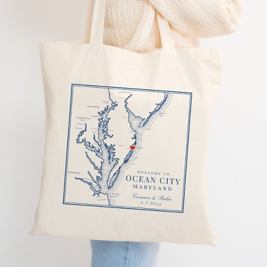 Ocean City Maryland Elegant Navy bruiloft Welkom Tote Bag