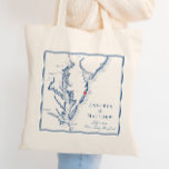 Ocean City Maryland Elegant Navy bruiloft Welkom Tote Bag<br><div class="desc">Maak een blijvende indruk met onze marineblauwe Chesapeake Bay kaart thema bruiloft gunst canvas tassen, ideaal voor uw Ocean City, Maryland bruiloft in de Ocean Pines Beach Club, Princess Royale Oceanfront Resort, Clarion Resort Fontainebleau Hotel, Dunes Manor Hotel, of The Grand Hotel & Spa. Deze elegante bruiloft welkomsttassen hebben een...</div>