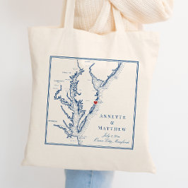 Ocean City Maryland Elegant Navy bruiloft Welkom Tote Bag