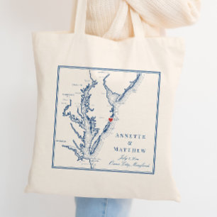 Ocean City Maryland Elegant Navy bruiloft Welkom Tote Bag