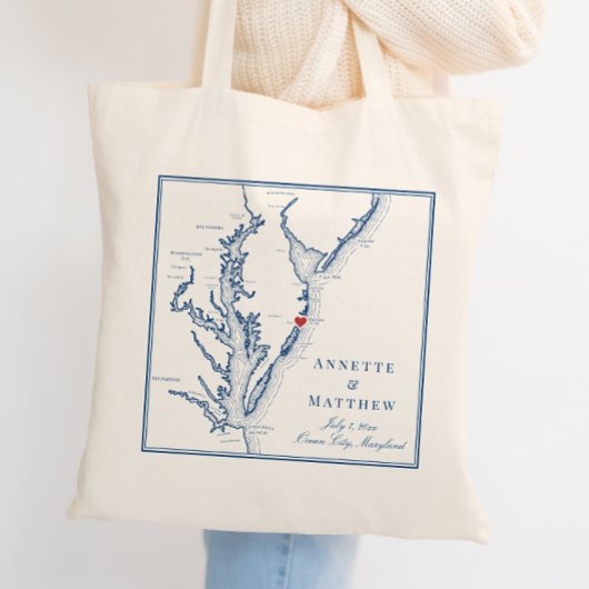 Ocean City Maryland Elegant Navy bruiloft Welkom Tote Bag