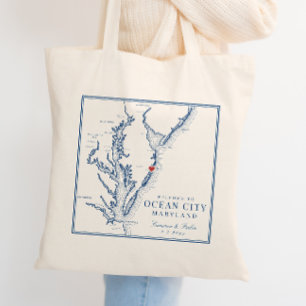 Ocean City Maryland Elegante Navy Huwelijks Welkom Tote Bag