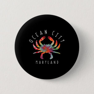 Ocean City Maryland Krab Tie Dye Zomer Vakantie  Ronde Button 5,7 Cm