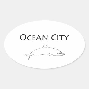 Ocean City Maryland Logo (dolfijn) Ovale Sticker